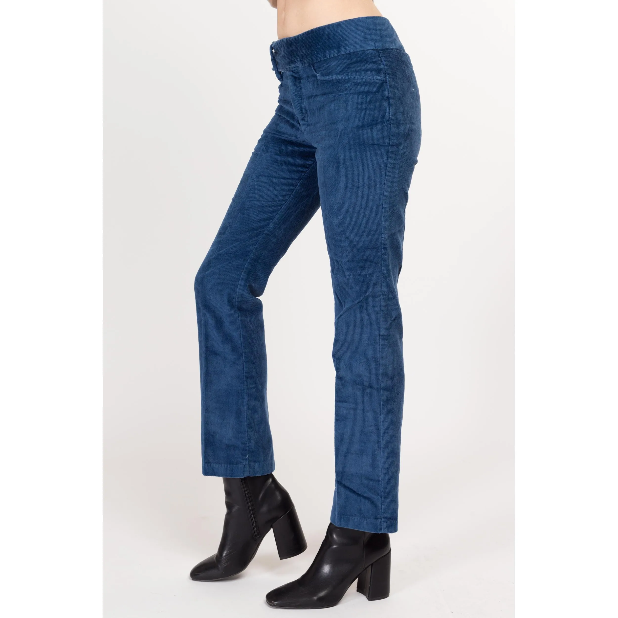 Small 70s Blue Corduroy Kick Flare Pants