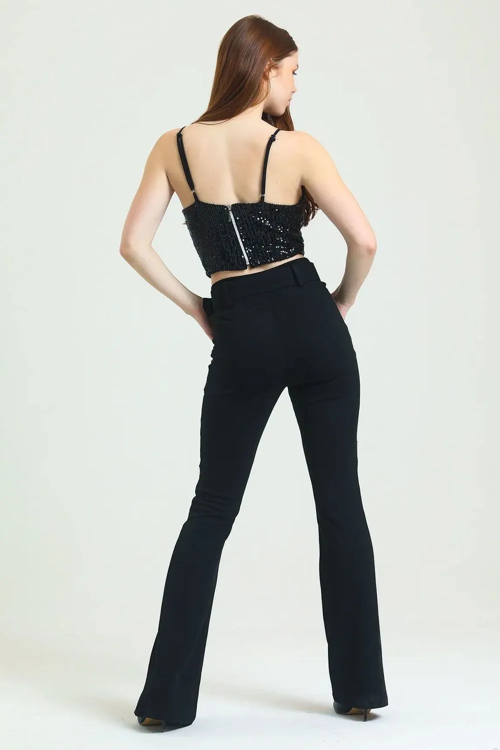 SNS Sense Black Sequin Embellished Pants - Sarasota