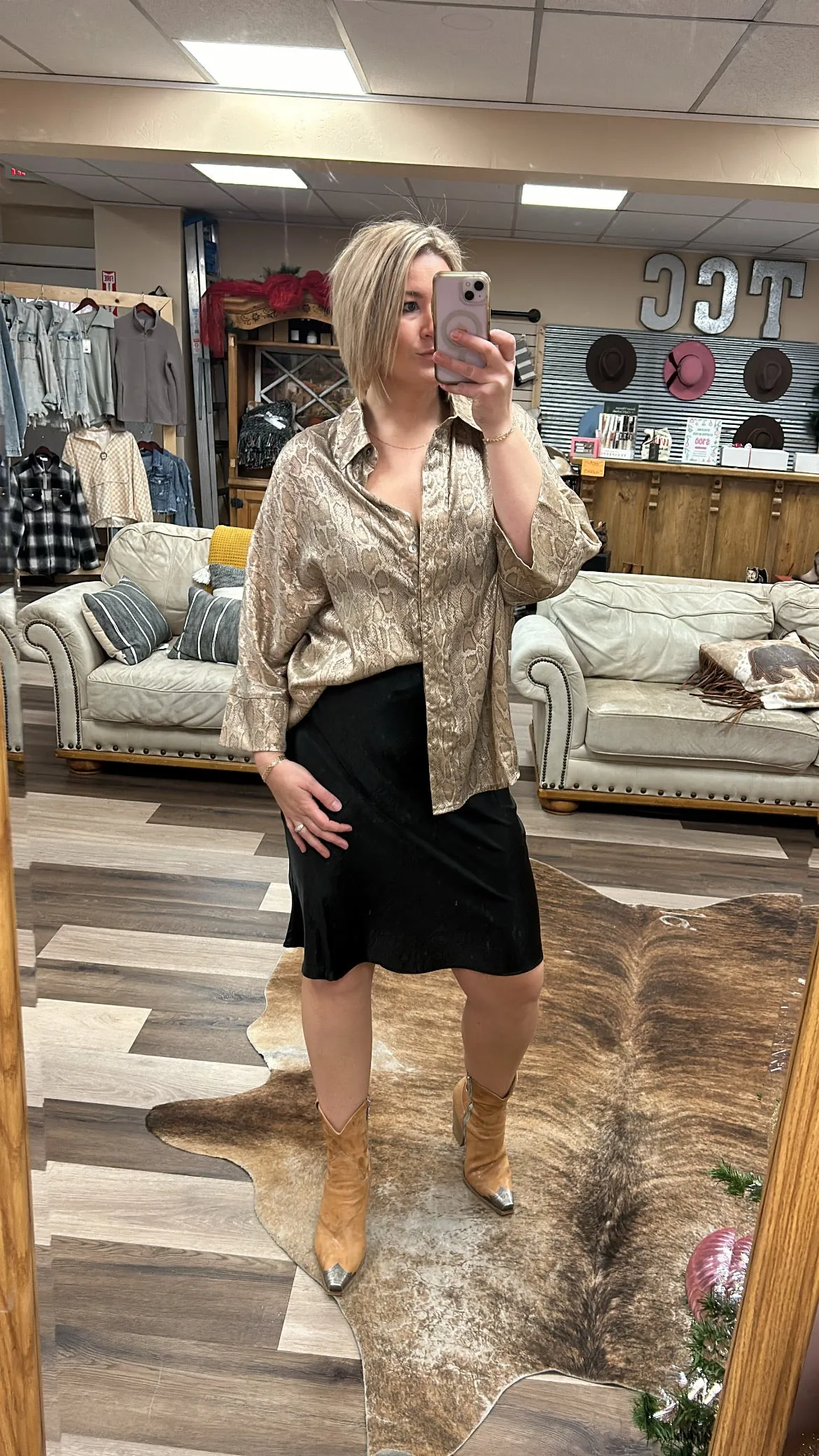 Solid Black Satin Midi Skirt