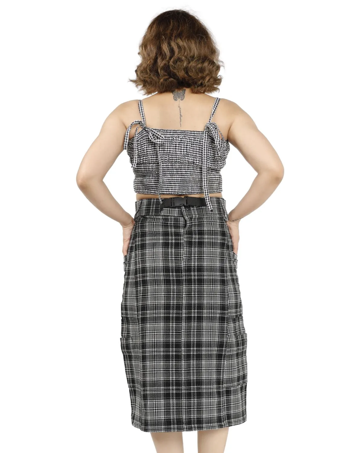 Tailored Plaid Pencil Skirt