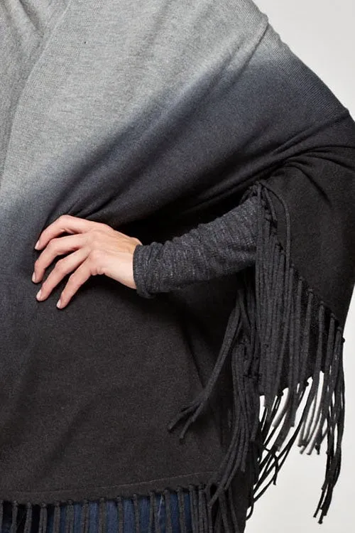 Tie Dye Cashmere Blend Fringe Poncho