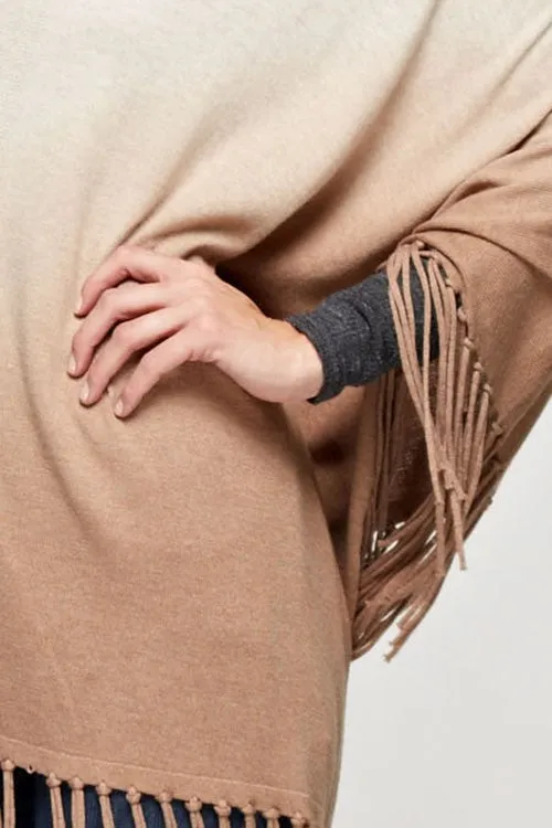 Tie Dye Cashmere Blend Fringe Poncho