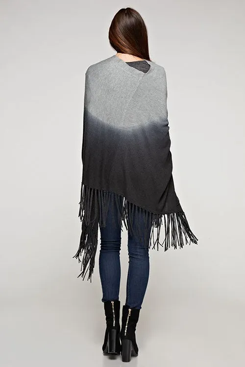 Tie Dye Cashmere Blend Fringe Poncho