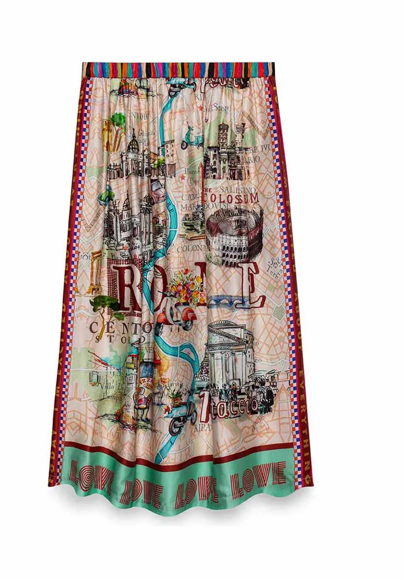 Vanessa printed Midi Skirt / Rouge