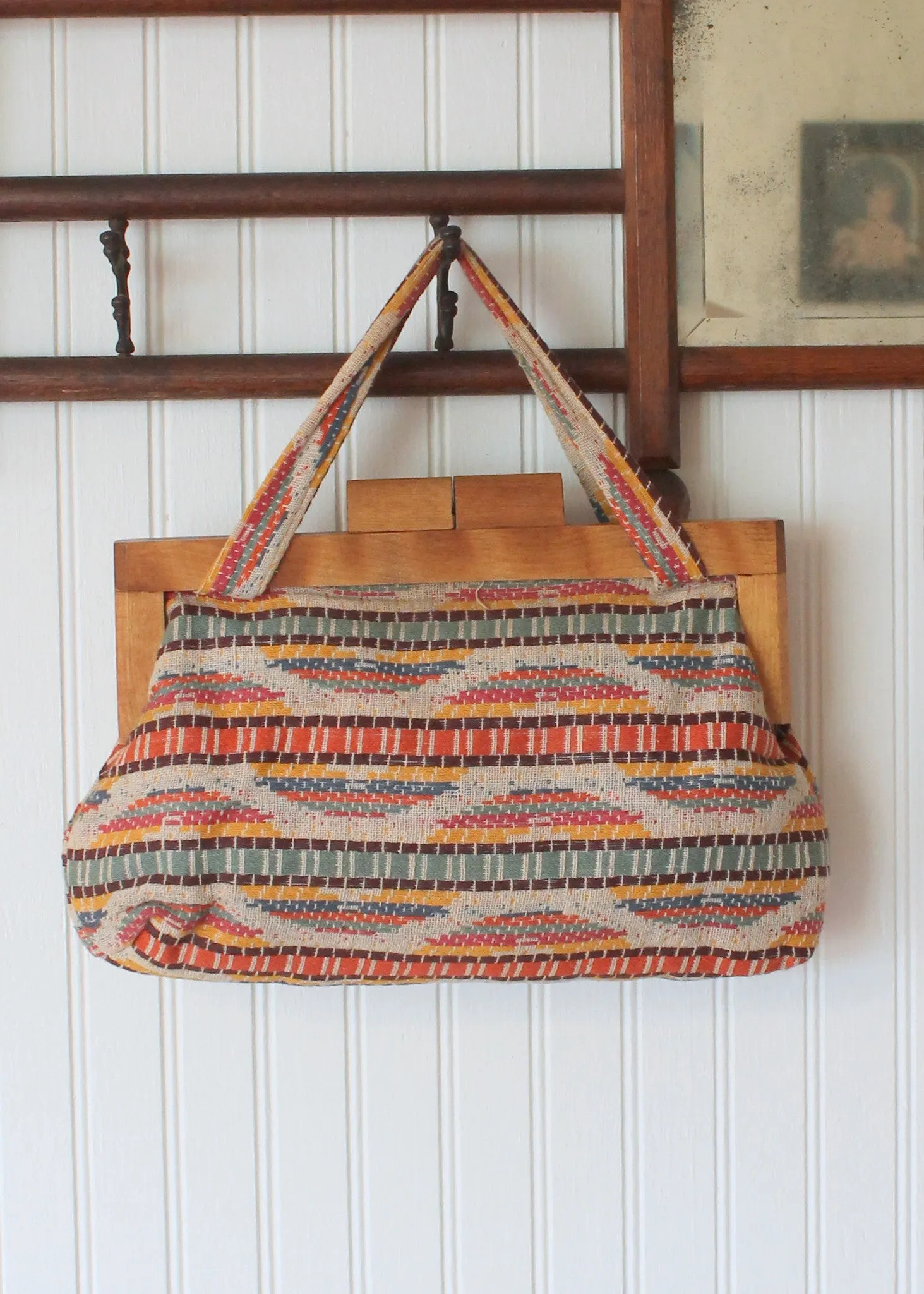 Vintage 1940s Southwestern Sunset Fabric Purse