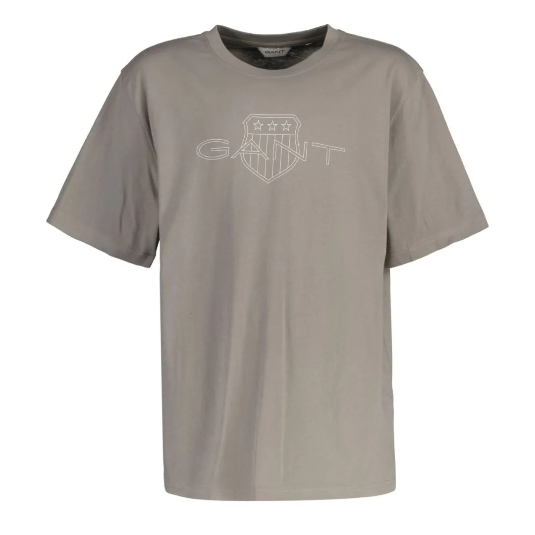 Warm Grey Contrast Shield T-Shirt