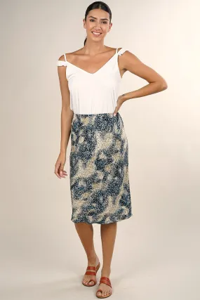 Watercolor Animal Print Bias Midi Skirt