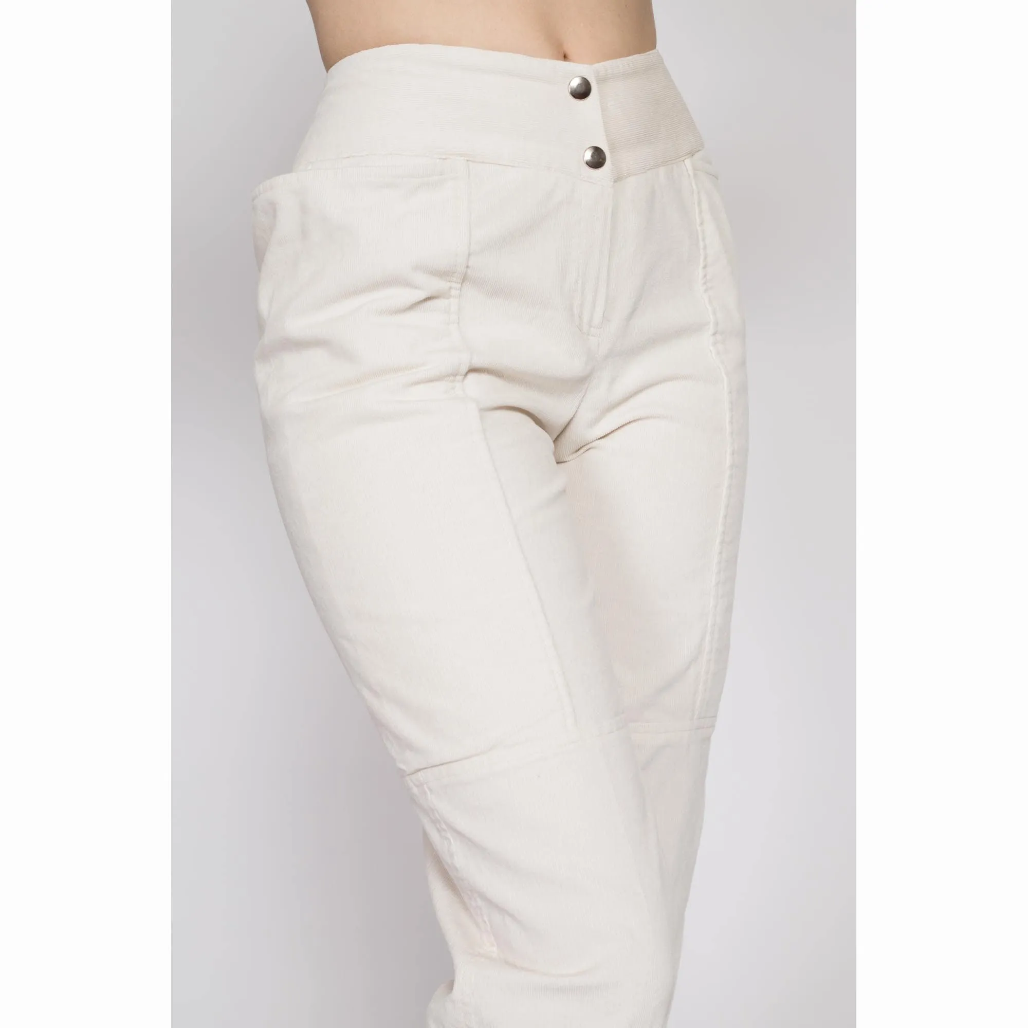 XS 80s White Corduroy Capri Pants