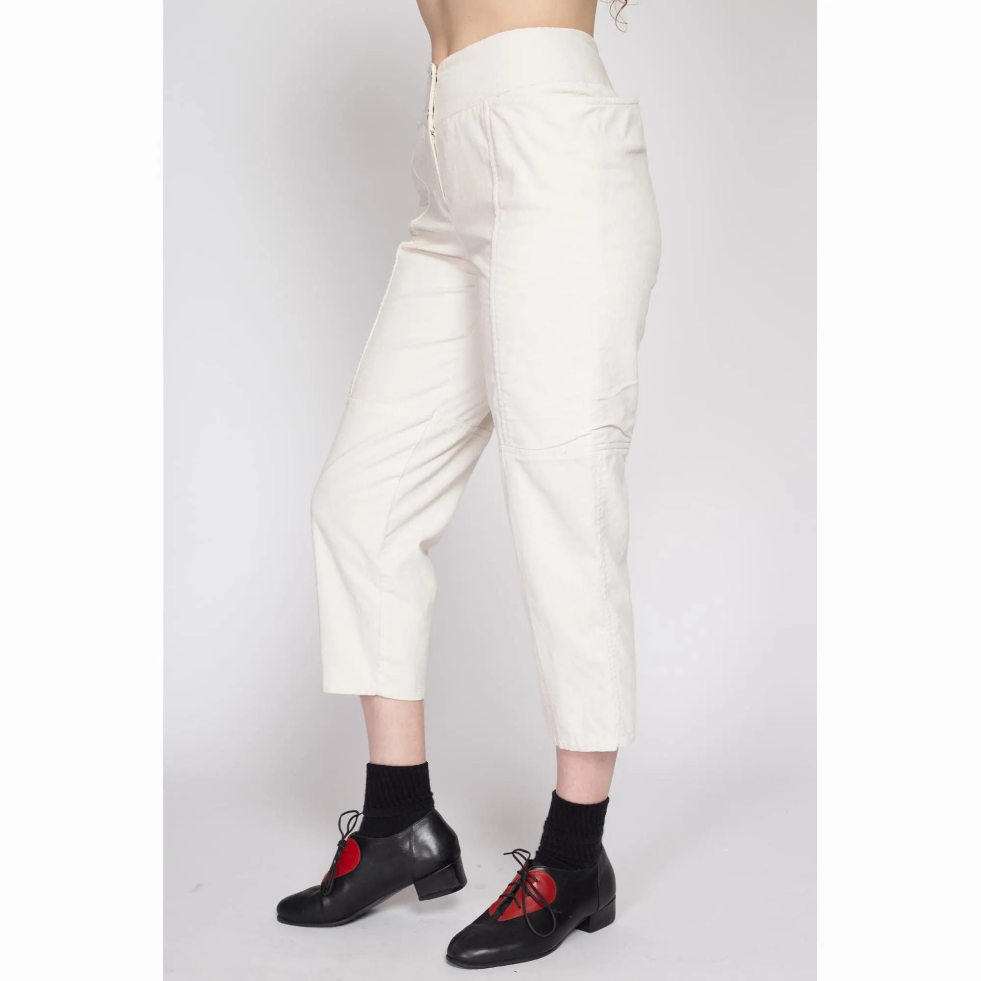 XS 80s White Corduroy Capri Pants