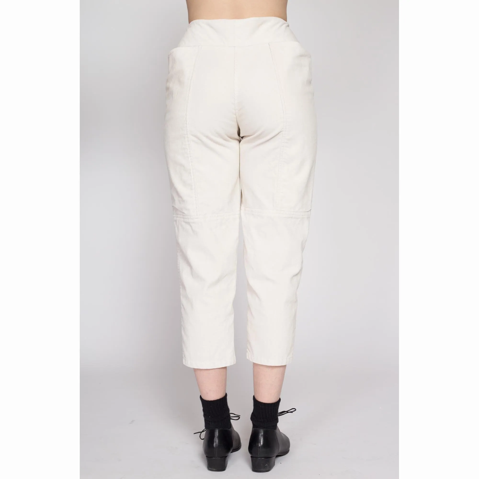 XS 80s White Corduroy Capri Pants